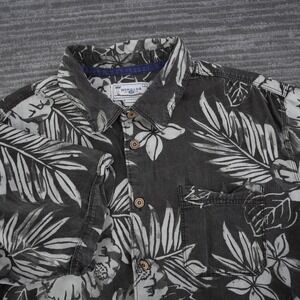 Honolua‎ Surf Co Shirt Men Button Up Large Black White Tropical Floral Hibiscus